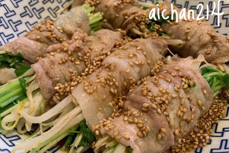 簡単 レンチン 豆苗豚バラ巻き レシピ 作り方 By Aichan214 クックパッド 簡単おいしいみんなのレシピが375万品