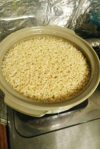 土鍋で玄米炊き