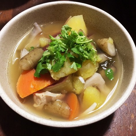 鶏胸肉と根菜のスープ