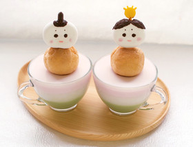 プチシューとチョコマシュマロのおひなさま