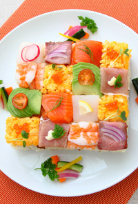 イースターのカラフルモザイク寿司