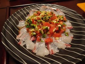 春の香り♪ 鯛の行者にんにくカルパッチョ