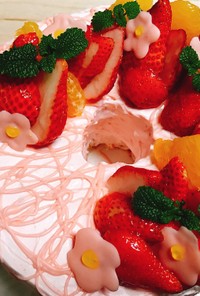 お雛祭りに桜シフォンケーキをデコ