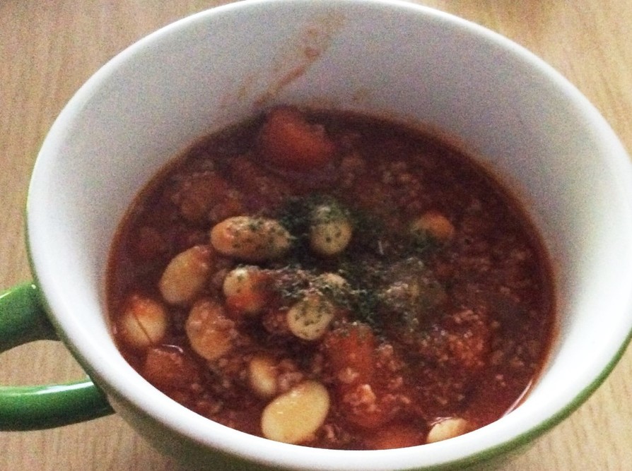 大豆とトマトのぽかぽかスープの画像