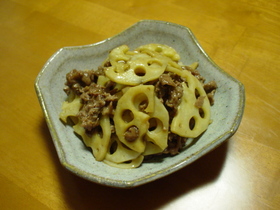 ◎れんこんと牛肉のあまから炒め
