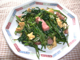 空芯菜(エンサイ)のスパム炒め