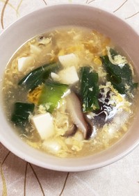 青梗菜と鳥肉の中華スープ