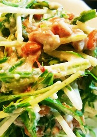 簡単水菜と納豆の白和えサラダ