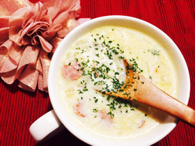 超簡単!チーズ豆乳スープ♡コンソメ風味