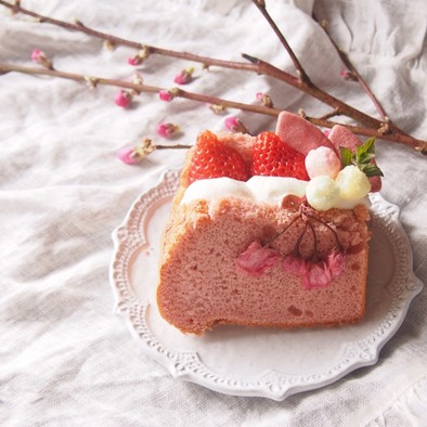 ふわしゅわ♡失敗なし♡桜シフォンケーキの写真