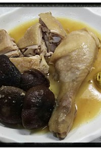 どんこ(乾燥椎茸)と鶏の炊合せ