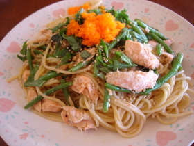 和風が旨いっ☆鮭とシソのバター醤油パスタ