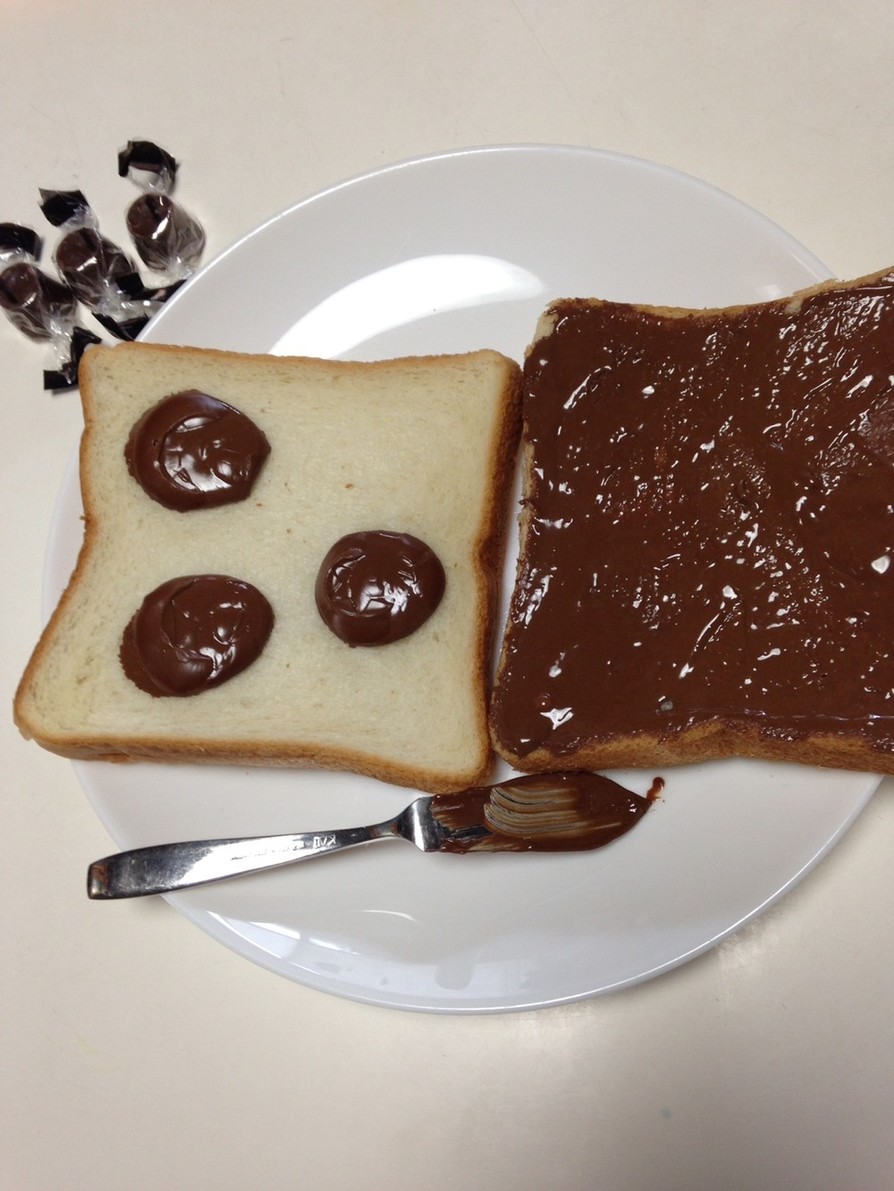 超カンタンおやつチョコクリーム食パン♡の画像