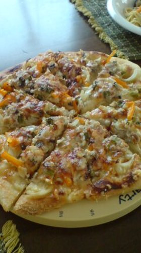 ☆HBでピザ生地作成☆和風ハンバーグピザ