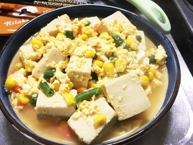 高野豆腐の卵とじ 野菜ミックスの写真