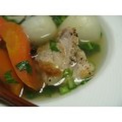 香ばし豚肉と野菜のスープの写真