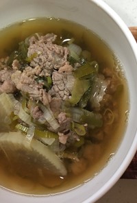 温まる♡生姜入☆たっぷりネギと牛肉スープ