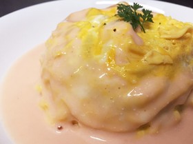 明太クリームのオムライス
