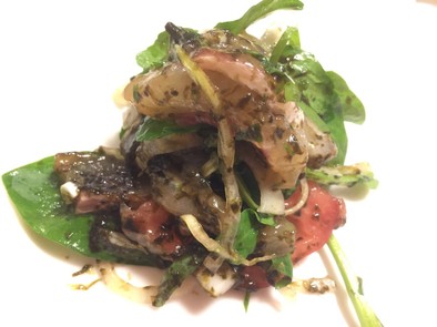 海苔佃煮で真鯛のカルパッチョ風サラダの写真