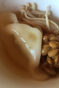 納豆と王将の水餃子のスープ
