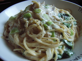 我が家のレシピ!青梗菜のクリームパスタ♡