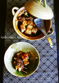 焼き豆腐と牛肉ロールのすき焼き風煮