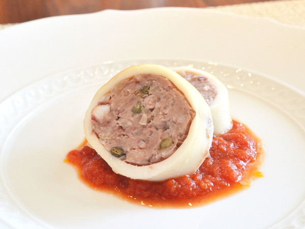 ヤリイカの肉詰めロースト