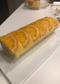 オレンジ・コンポートで作るロールケーキ