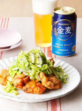 鶏から揚げ 塩だれキャベツのせ