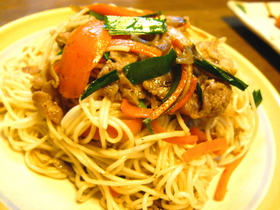 残ったそうめん&野菜で★焼きそうめん★