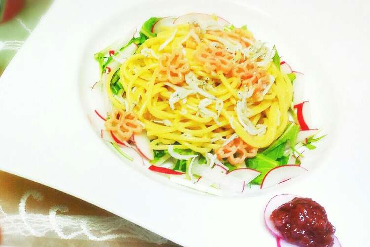 簡単 ヘルシー水菜と梅としらすの春パスタ レシピ 作り方 By ピンクローズ クックパッド 簡単おいしいみんなのレシピが377万品