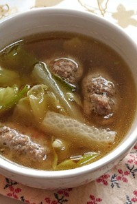 手作りソーセージと焼き野菜の簡単スープ 