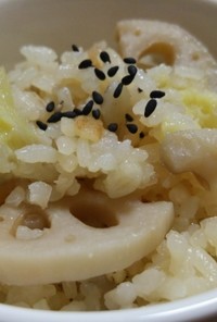 蓮根＆さつま芋☆ドレッシング炊き込みご飯