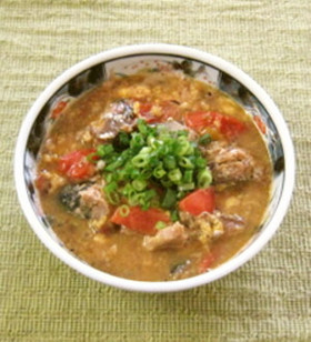 サバの水煮とトマトのスキヤキ風炒め煮