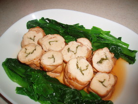 鶏シソロールのオイスターソース煮込み
