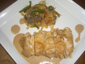 鶏肉の洋風竜田揚げ♪にんにくソース