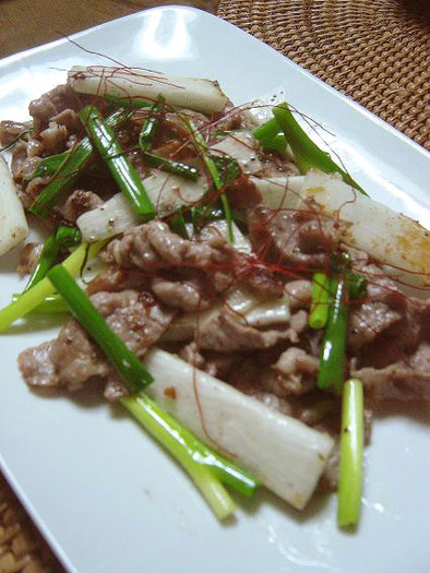 長芋と豚肉のサクサク塩炒めの写真