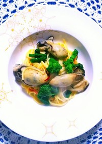 低糖質レシピ☆菜の花と牡蠣のパスタ