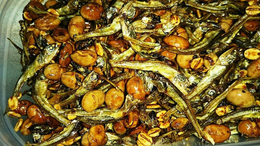 ヘルシー★小魚と炒り豆と押し麦の甘辛の画像