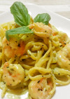 簡単♪海老のバジルクリームパスタ