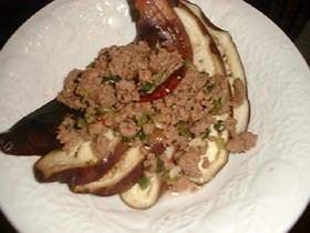 カプサイシンに期待*茄子のサルサ肉味噌がけ