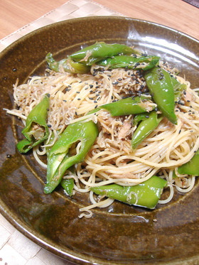 万願寺とうがらしとじゃこのパスタ