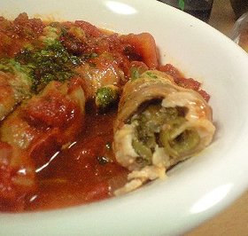 肉巻きインゲンのトマト煮込み