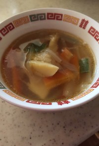 白菜、春雨、筍、野菜たっぷり中華スープ