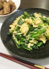 ホタテ缶入り♪小松菜と卵の炒め物