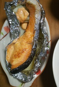 鮭とじゃがいもの明太マヨネーズ焼き