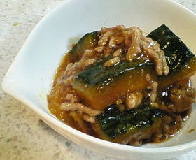 かぼちゃと豚ミンチの煮物