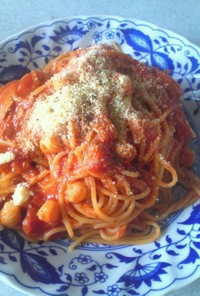 簡単ランチ♪シーフードトマトスパゲッティ
