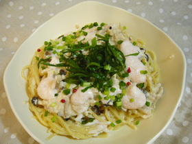 ヘルシー!たらこの豆腐クリームパスタ