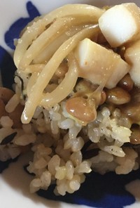 納豆とイカの生姜焼きのご飯